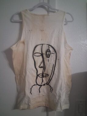 chic Cream and Black Abstract Face Tank Top